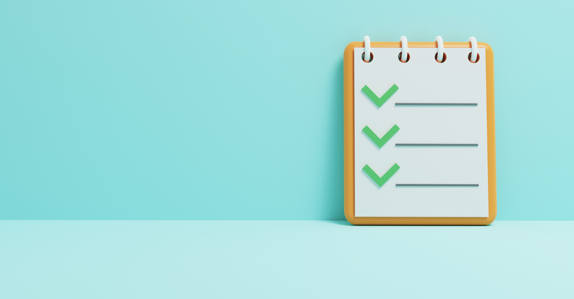A 3d rendering of a checklist on a blue background.