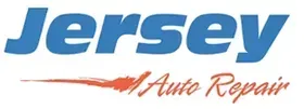 The text "Jersey" in blue and "Auto Repair" in orange, with an orange horizontal brushstroke design underneath.