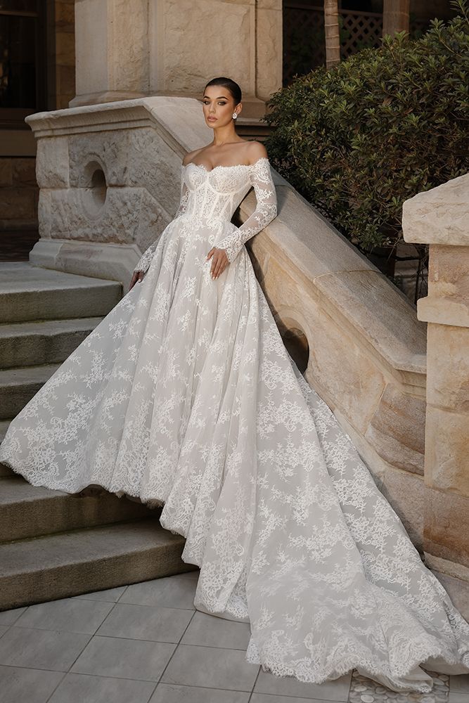 Mandalay by Steven Khalil- long sleeve couture wedding gown