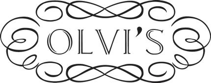 A black and white logo for olivia 's is surrounded by swirls.
