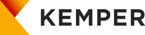 A logo for a company called kemper on a white background.