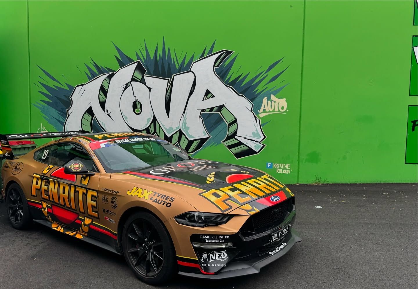 Gold and black race car with 