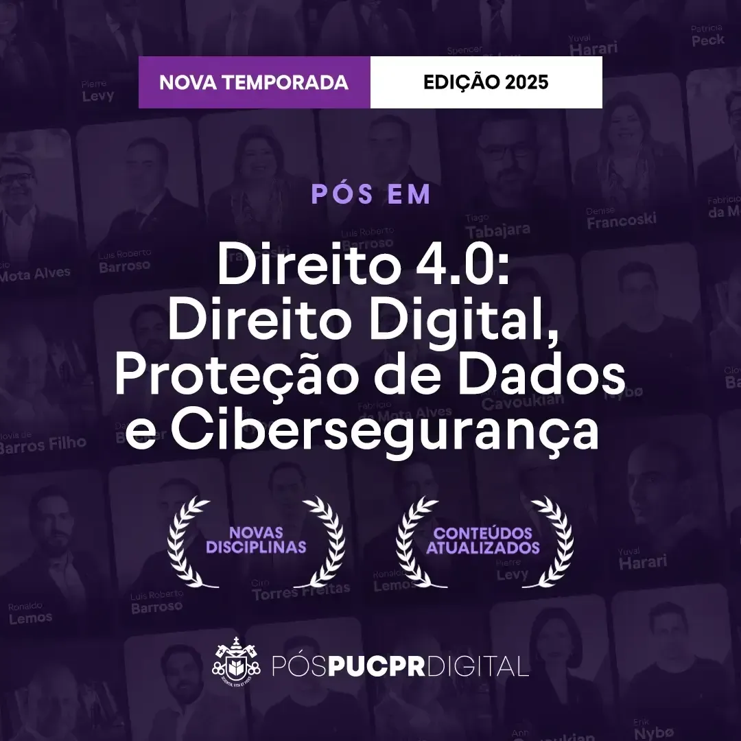 A poster that says direito 4.0 direito digital protecao de dados e cibersegurança