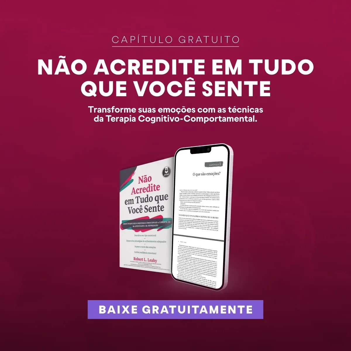 An advertisement for a book called não acredite em tudo que voce sente