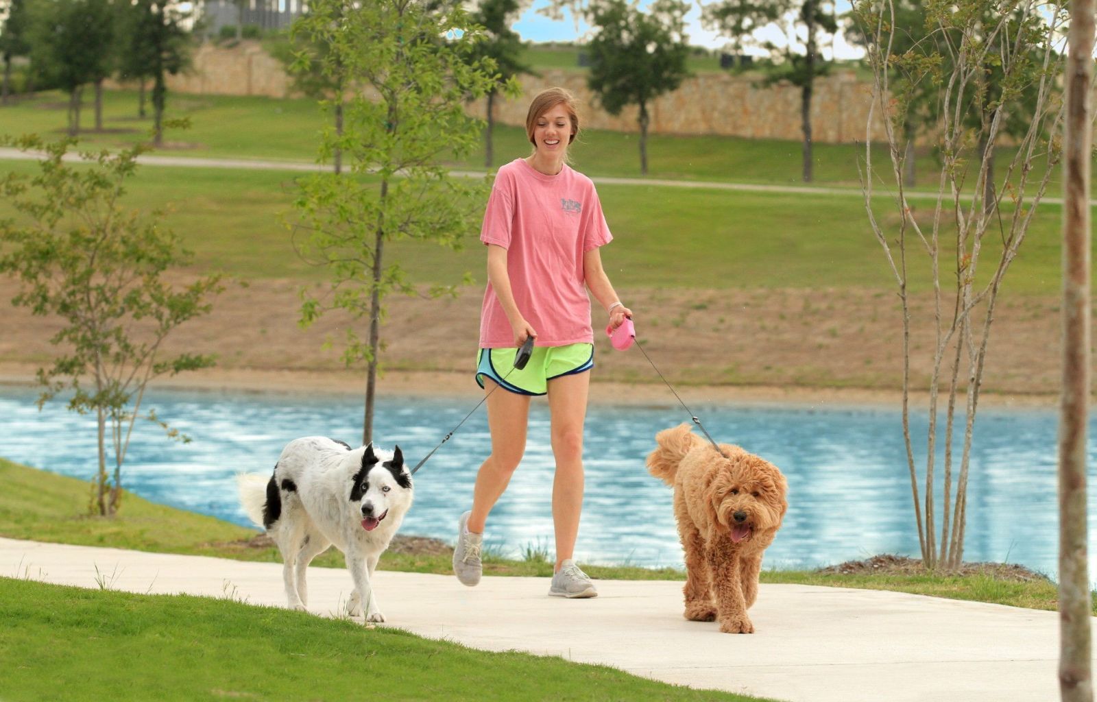 Woman Walking Dogs | Morningstar Homes