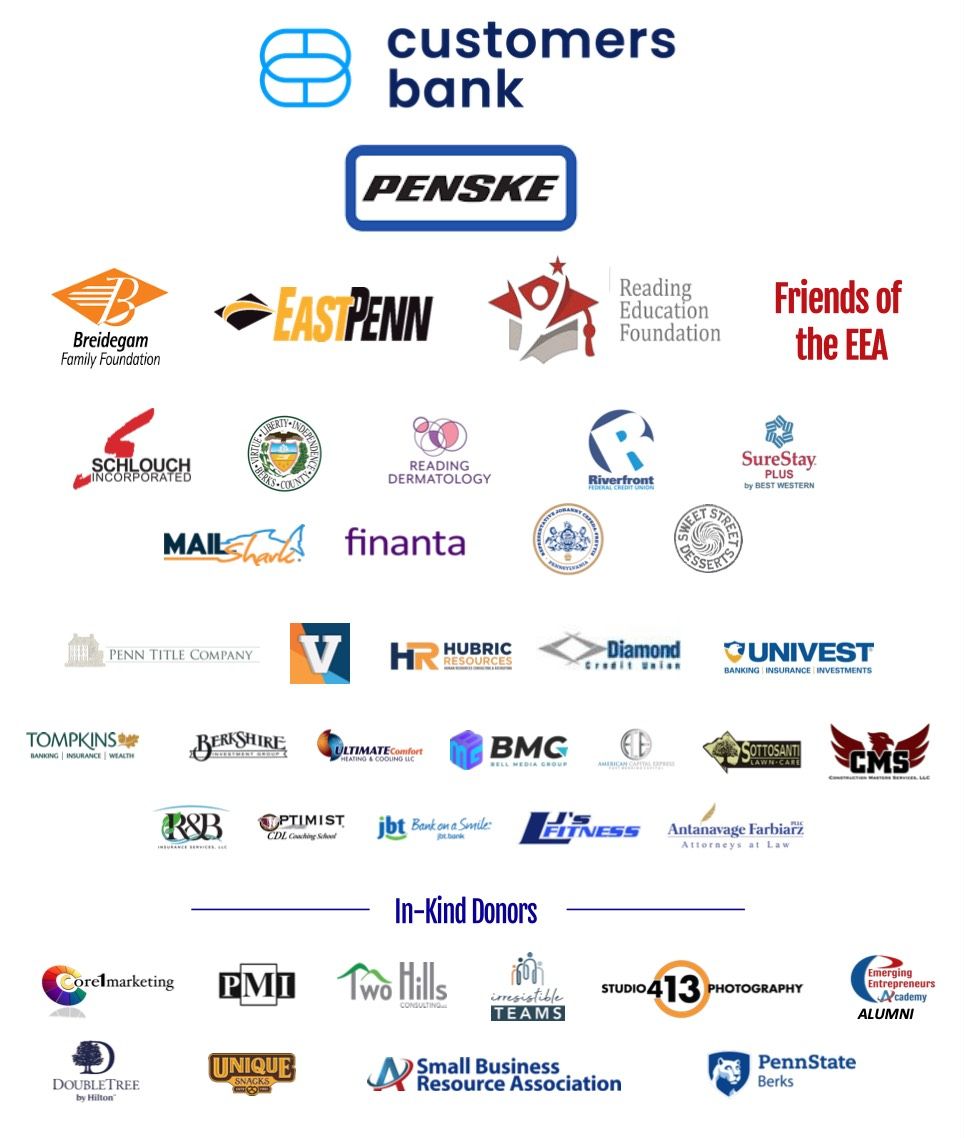 Sponsors for the 2025 Emerging Entrepreneurs Academy in Berks County PA
