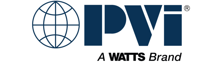 A PVI corporate logo featuring a globe icon and the text 