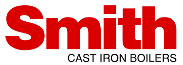 The red logo of Smith Cast Iron Boilers.