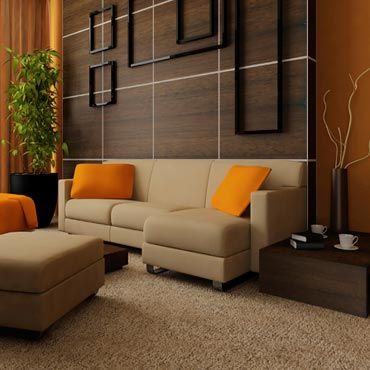 Sofa Set with Yellow Pillow — Ypsilanti, MI — Carpet Center & Floors