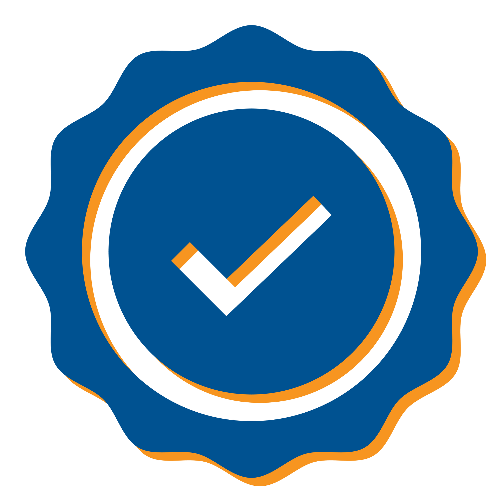 A blue circle with a check mark inside of it
