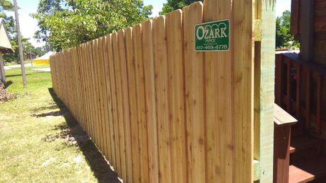 100 percent solid cedar privacy.  True board on board fence in Caulfield, Missouri