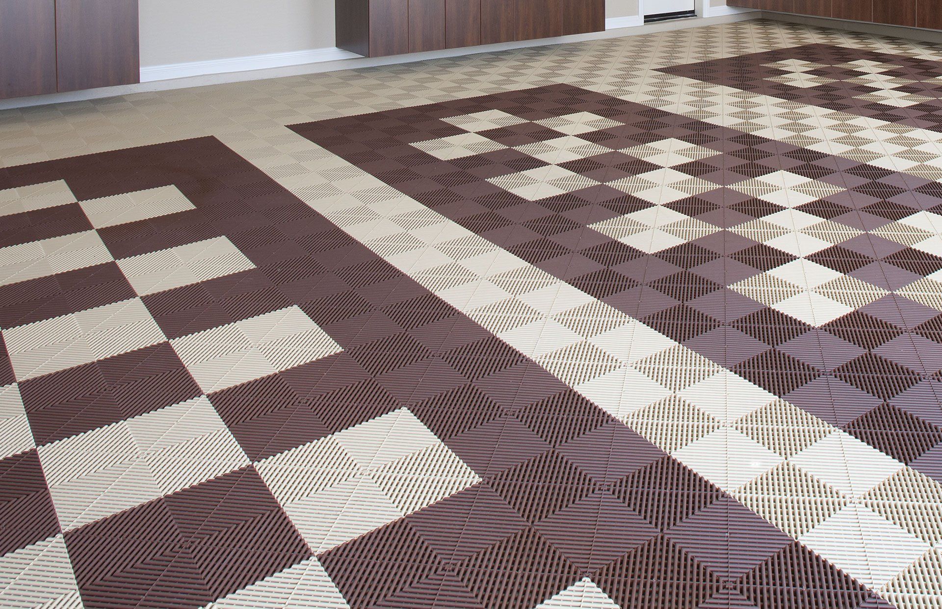 Beige and Brown Swisstrax Garage Flooring