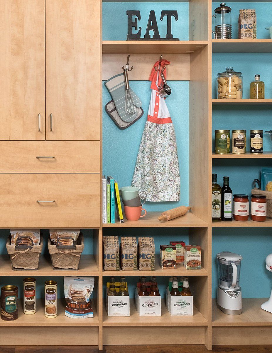 A pantry with a sign that says eat on it