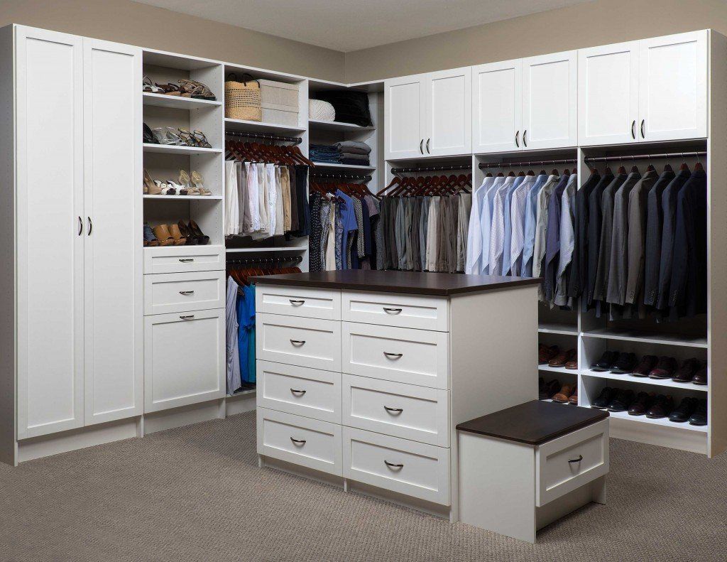 White Custom Walk In Closet System