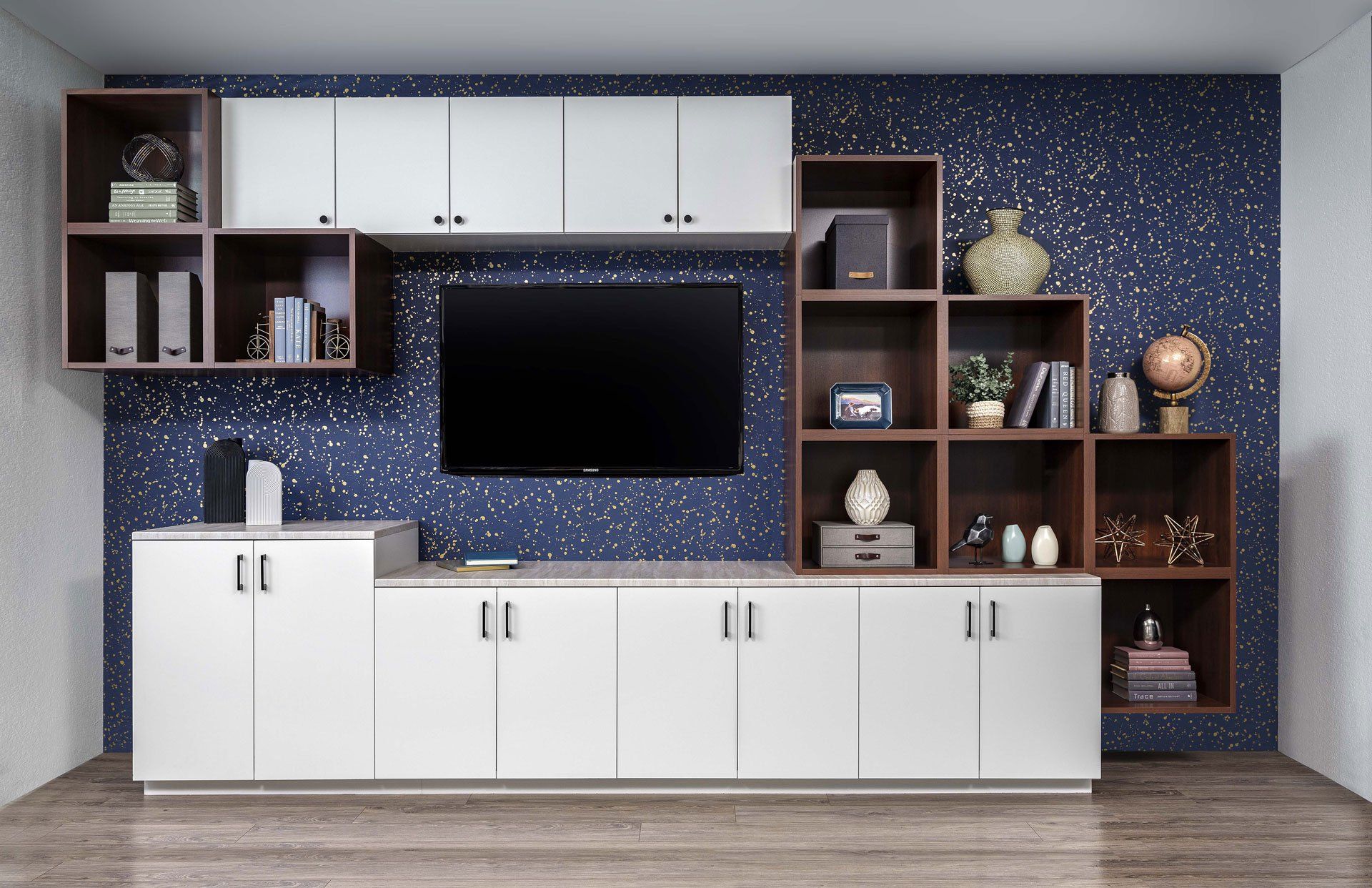 White and Coco Custom Home Office Cabinet System