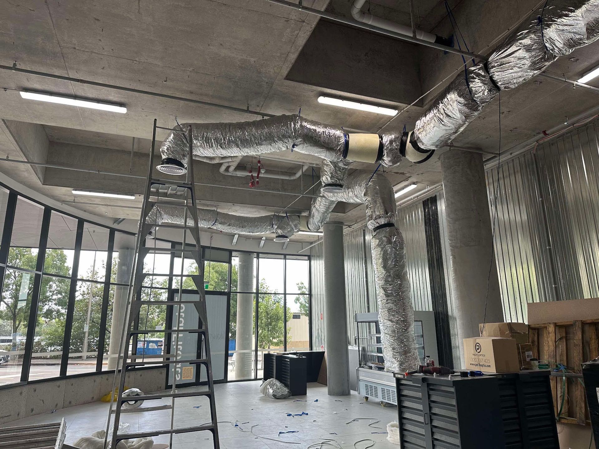 There is a ladder in the middle of the room.