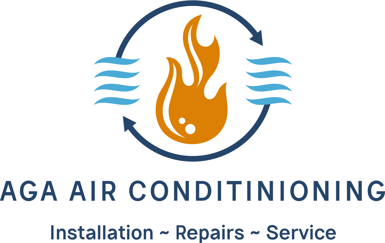 A logo for aga air conditioning installation repairs and service.