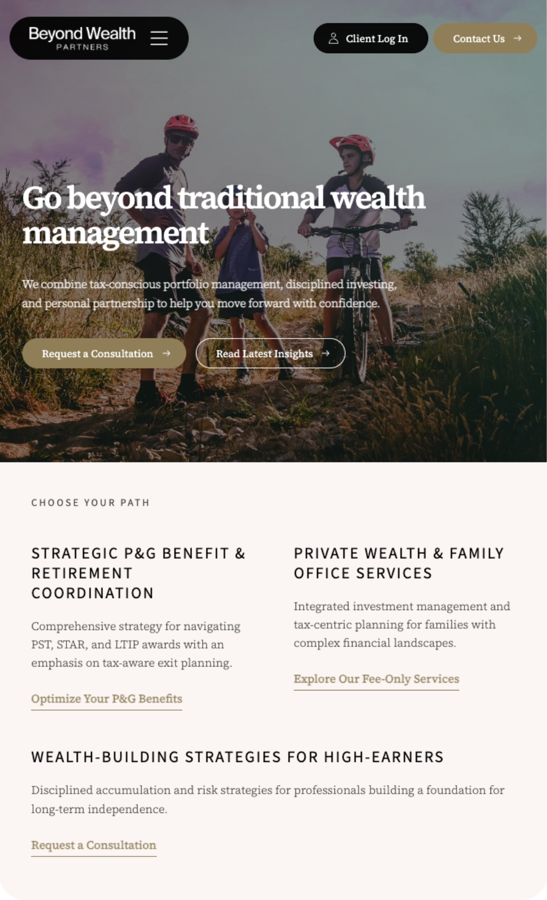 Responsive design for Beyond Wealth Partners' custom website