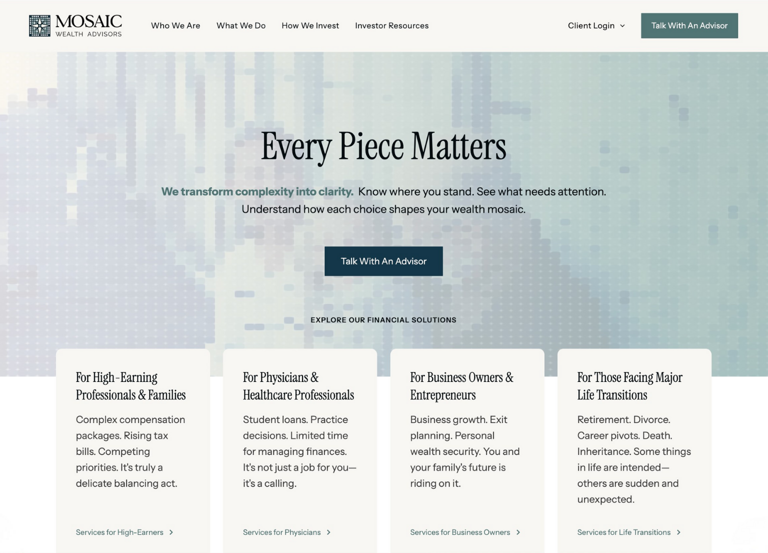 New website for Mosaic Wealth Advisors