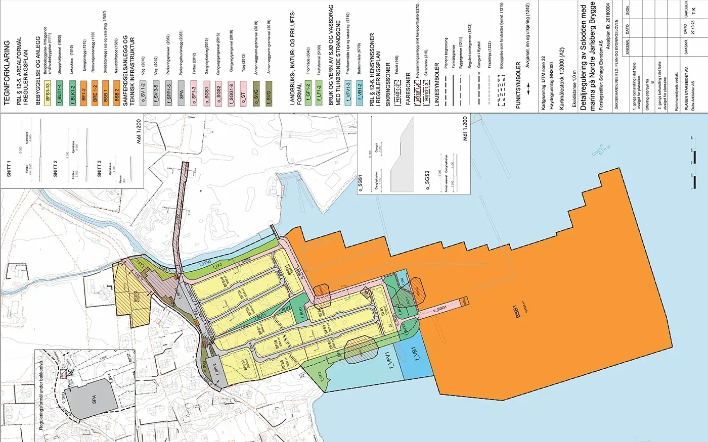 Reguleringsplankart for Solodden ved Nordre Jarlsberg Brygge med småhus, friområder og båthavn langs kysten