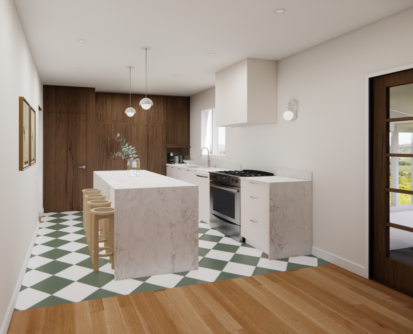 Une salle de bain avec baignoire , lavabo , miroirs et fenêtre.