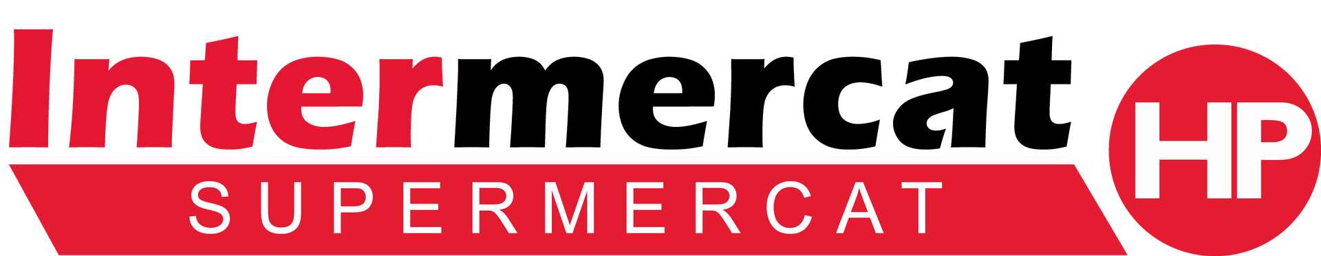 Un logotipo rojo y blanco para Intermercat HP Supermercat