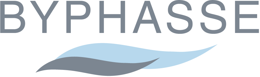 El logotipo de Byphasse tiene una ola en el medio.