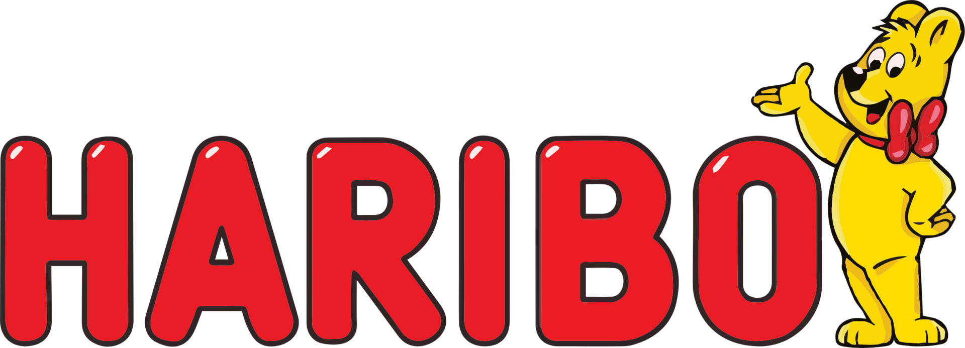 Un logotipo de Haribo con un oso amarillo.