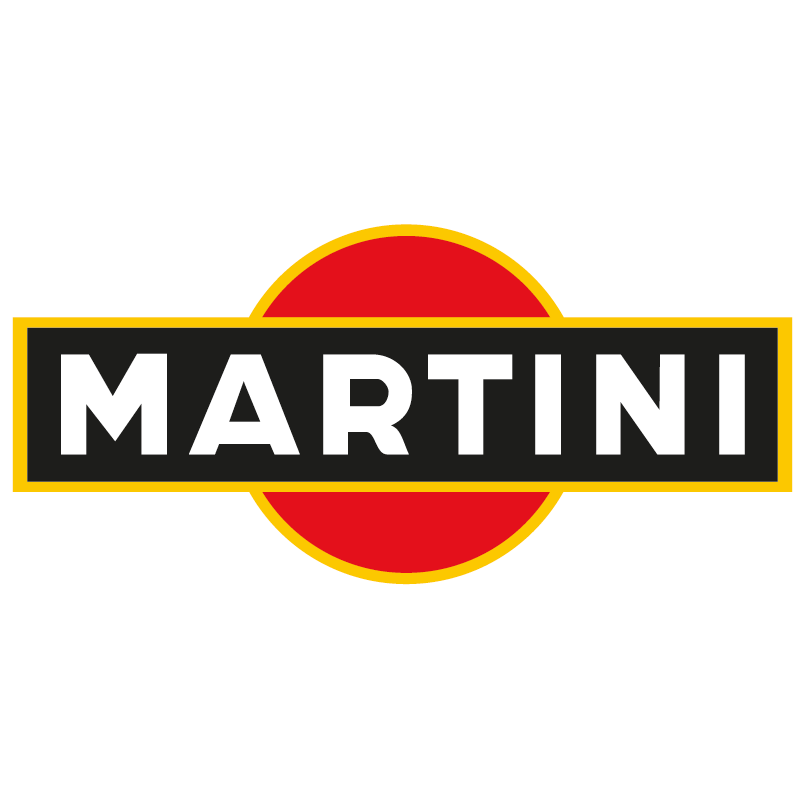 Un logotipo de martini sobre un fondo blanco.