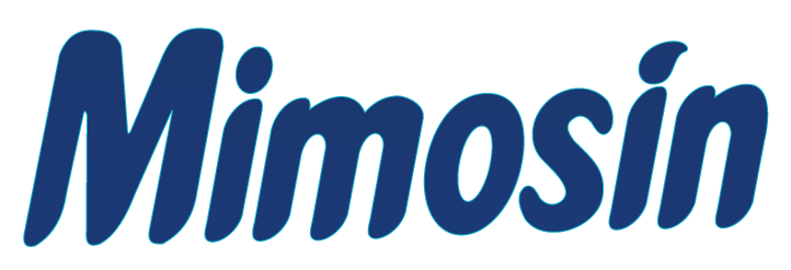 La palabra mimosina está escrita en azul sobre un fondo blanco.