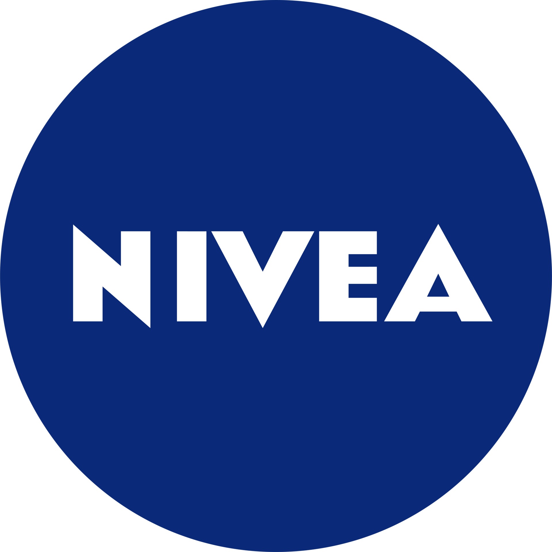 Un círculo azul con el logotipo de Nivea.