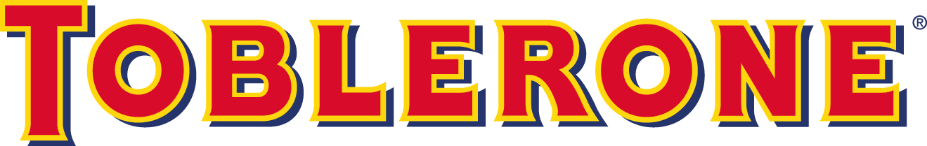 Un logotipo de Toblerone rojo y amarillo sobre un fondo blanco.