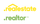 A yellow and green logo for real estate and realtor