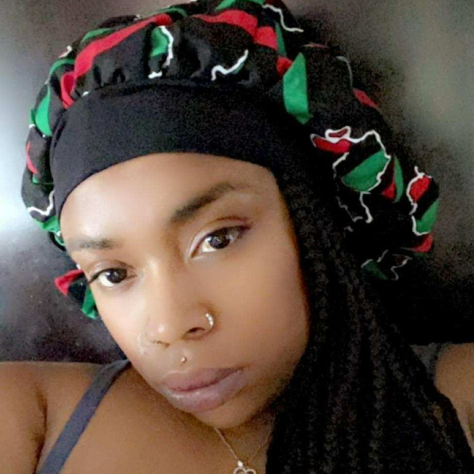 A woman wearing a bonnet