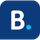 Un quadrato blu con la lettera b sopra