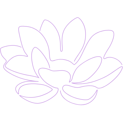 A line drawing of a lotus flower