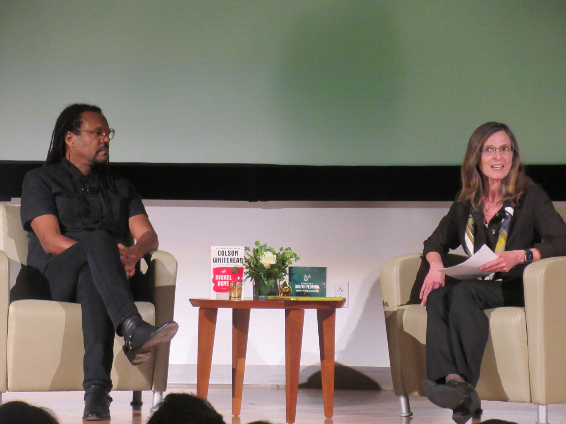 Author Colson Whitehead with USF Dean Magali Michael