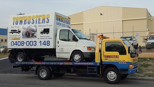Automobile being towed away