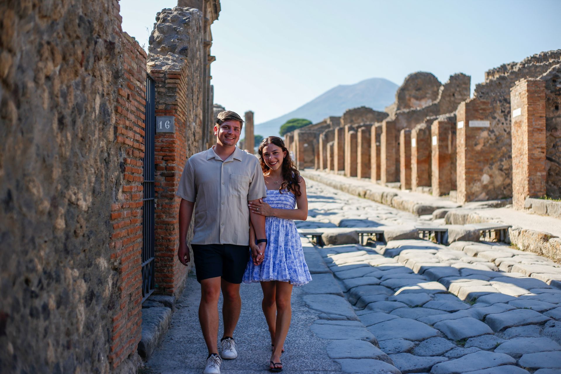 Couple in love among the ruins of Pompeii – Historic Photography.