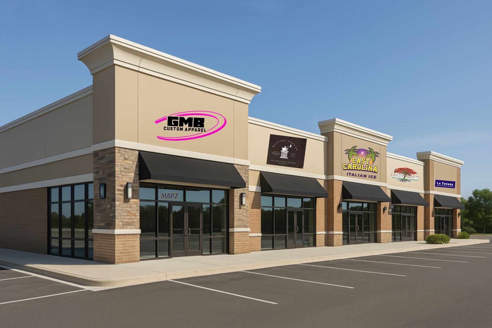 A building with a sign that says gmb on it