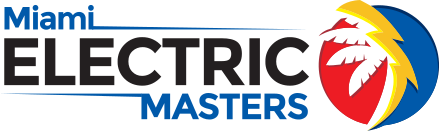 The logo for the miami electric masters shows a lightning bolt and a palm tree.