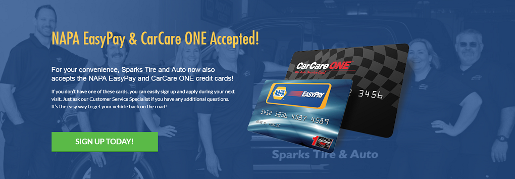 NAPA EasyPay & CarCare ONE A | Sparks Tire & Auto