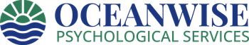 A logo for oceanwise psychological services with a blue and green logo