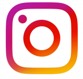 Instagram logo, a gradient square with a white camera outline and a small circle.