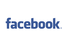 Facebook logo in blue text on a white background.