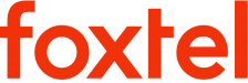 Foxtel logo in red.