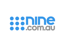 Nine.com.au logo: Blue dots and word