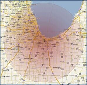 Radius Map - gate operator service in Griffith, IN