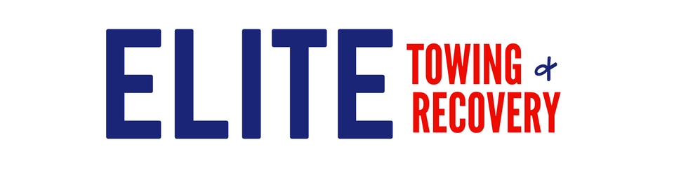 Logo for Elite Towing & Recovery in blue and red text.