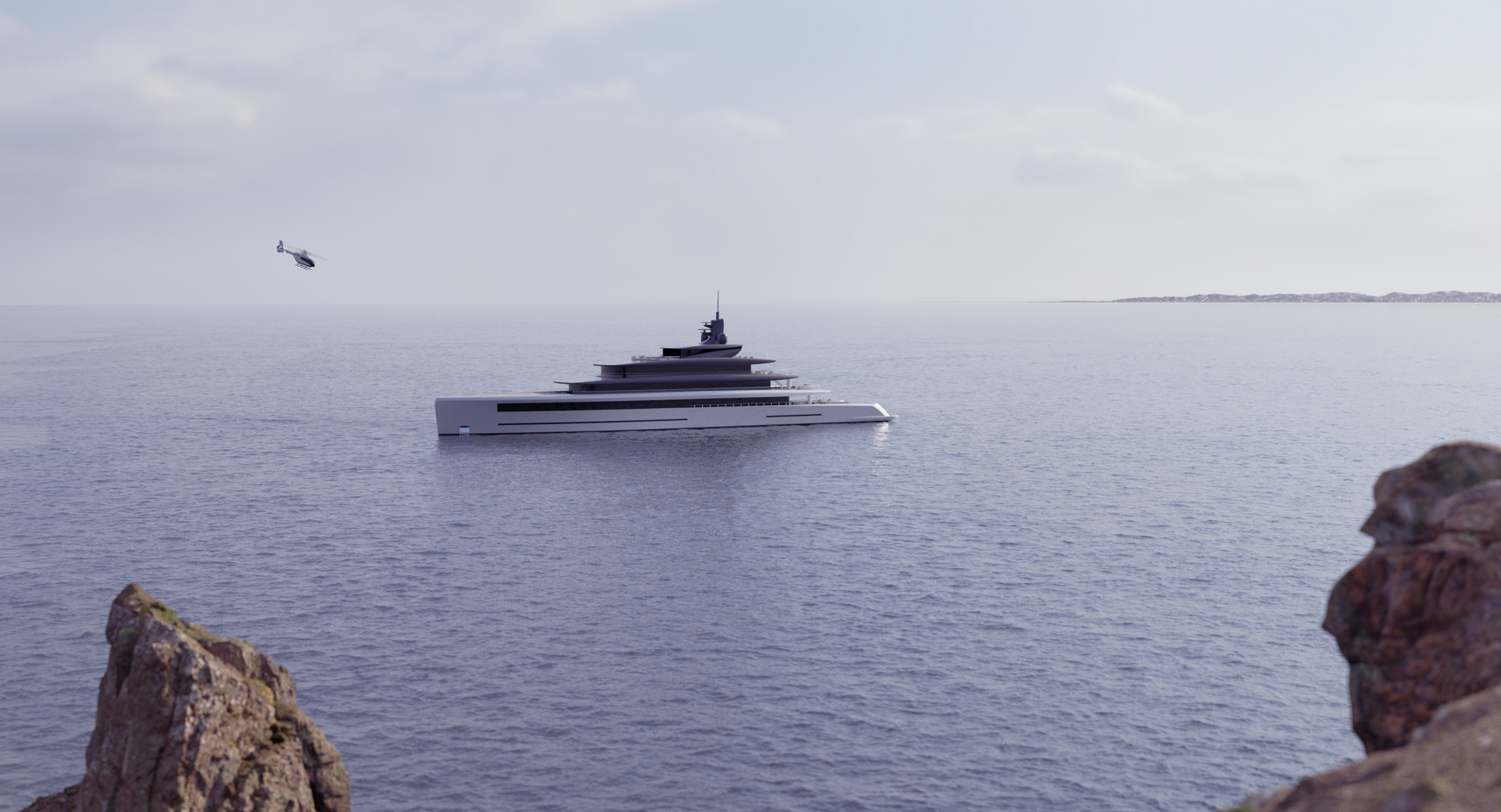 The render of a superyacht design